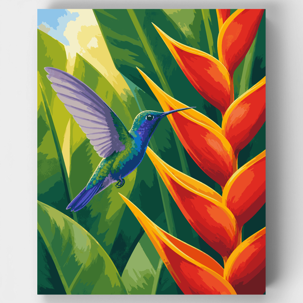 Hummingbird at Heliconia - Paint by Numbers Kit