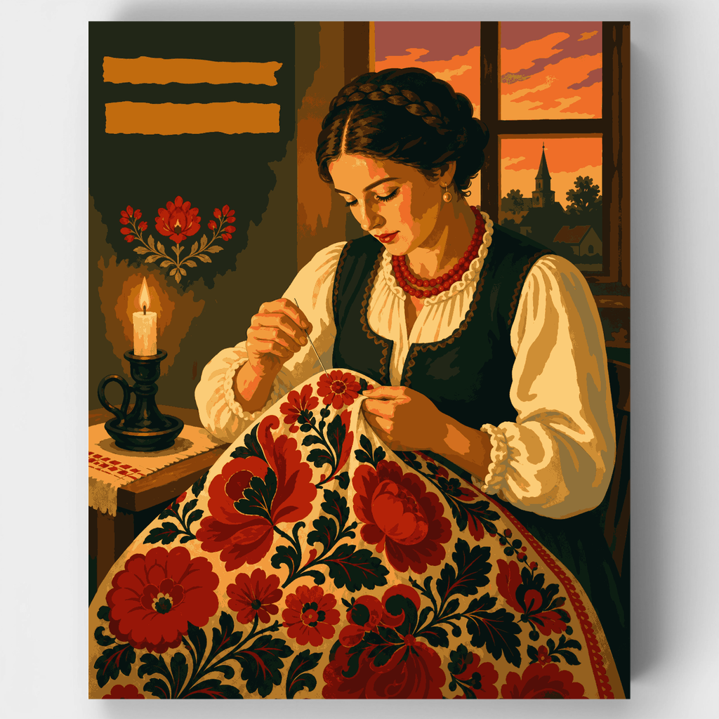 Velas de una bordadora húngara - Kit de pintura por números — Estándar