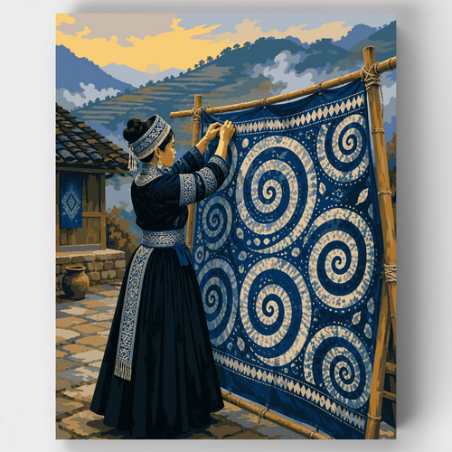 Indigo Spiral Batik - Paint by Numbers Kit