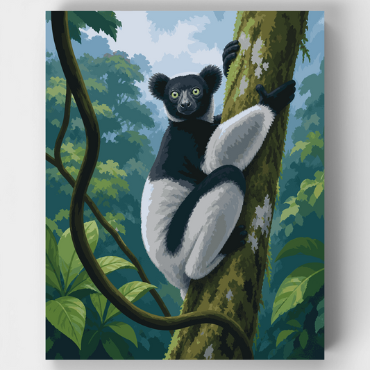 Indri Lemur Ascent - Paint by Numbers Kit