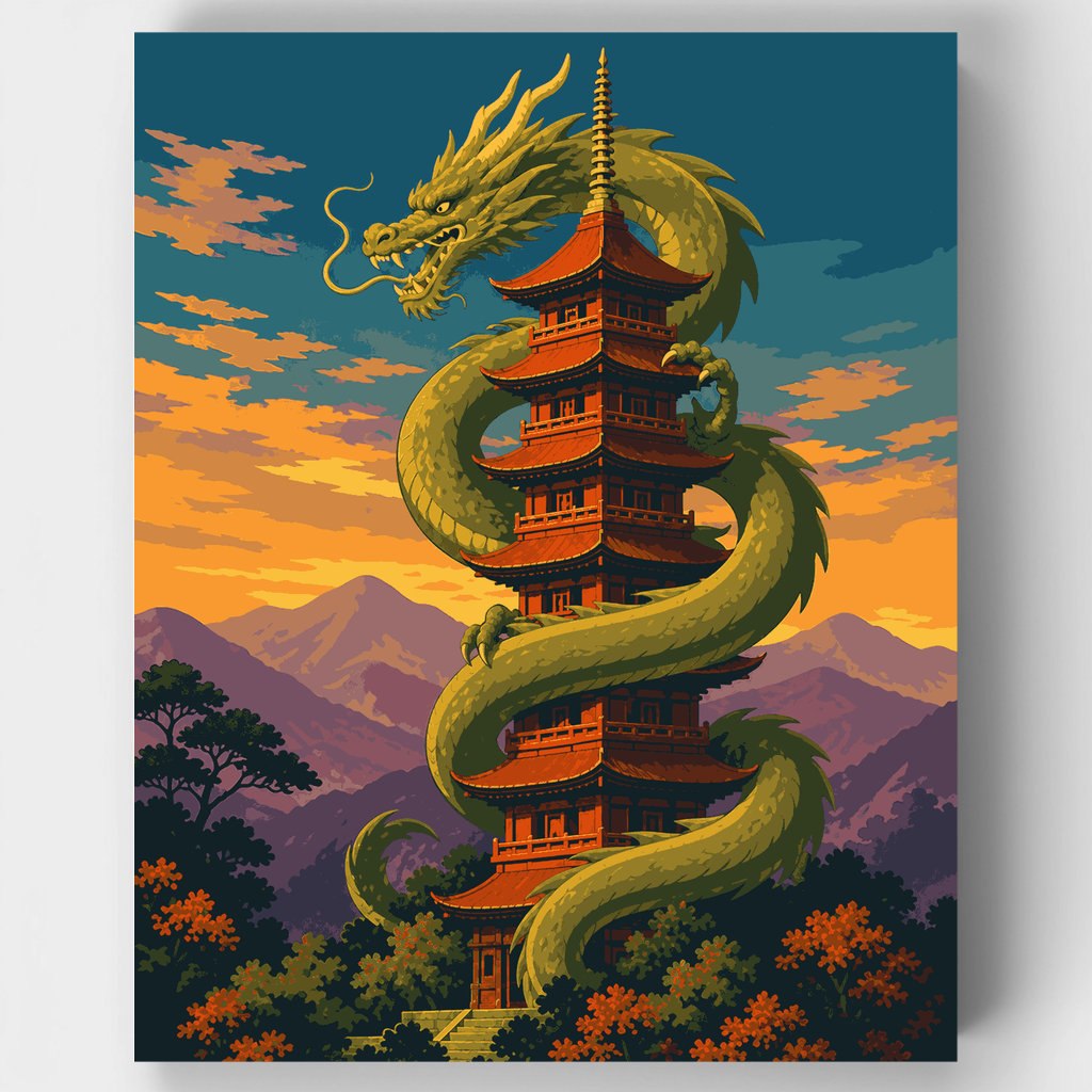 Jade Dragon Pagoda - Paint by Numbers Kit