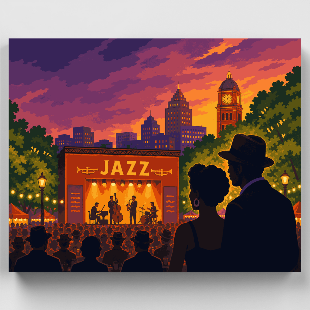 Atardecer en el Festival de Jazz - Kit de pintura por números — Estándar