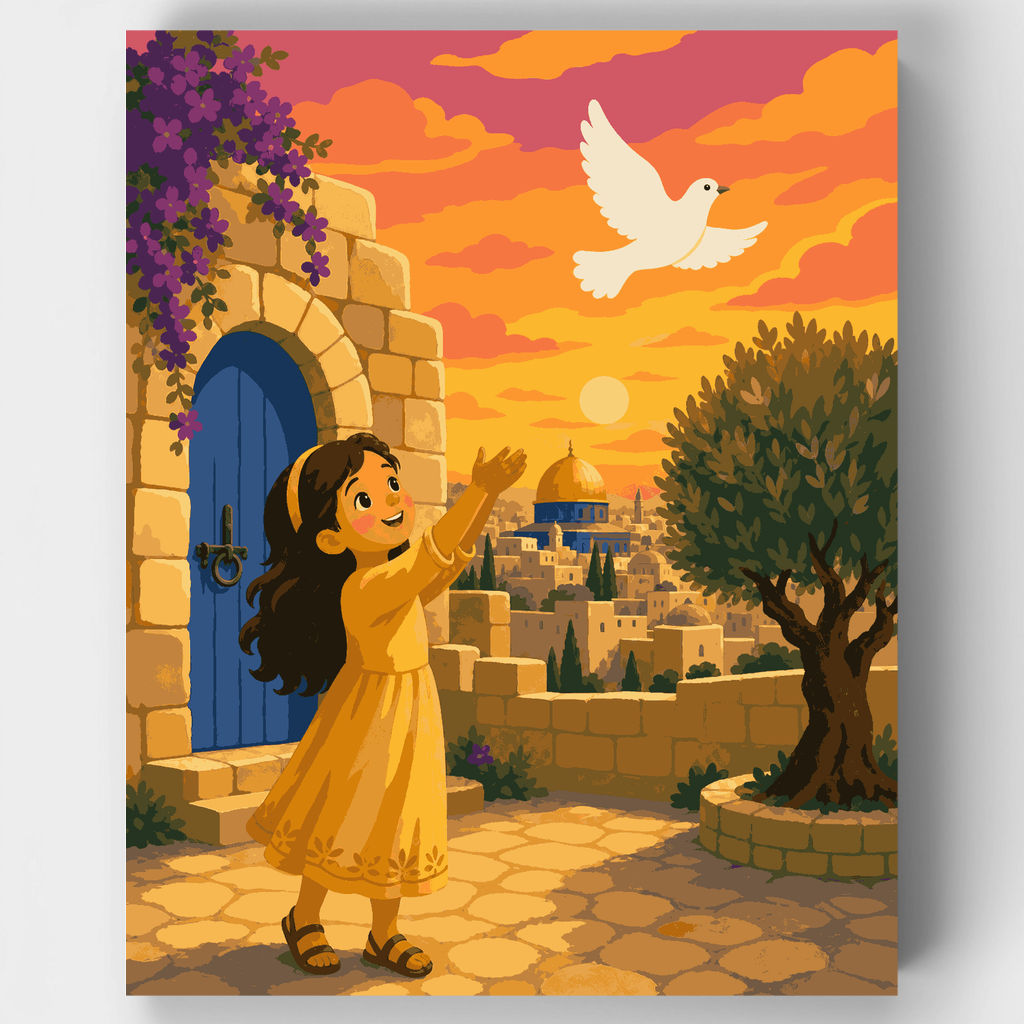 Kit de pintura por números - Liberación de palomas en Jerusalén — Estándar
