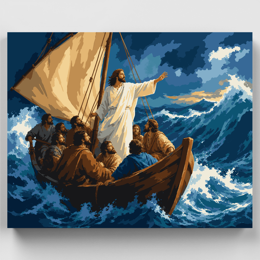 Jesús calma la tormenta - Kit de pintura por números — Estándar
