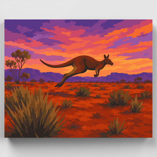 Kangaroo at Sunset - Paint by Numbers Kit