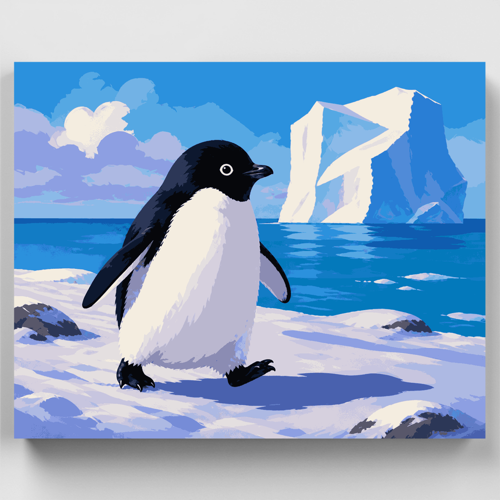 Kit de pintura por números: Pingüino kawaii caminando — Estándar