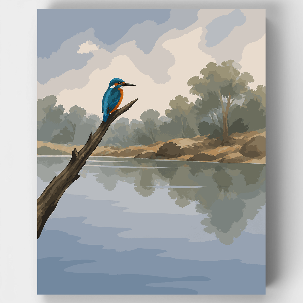 Kingfisher's Quiet Perch - Paint by Numbers Kit