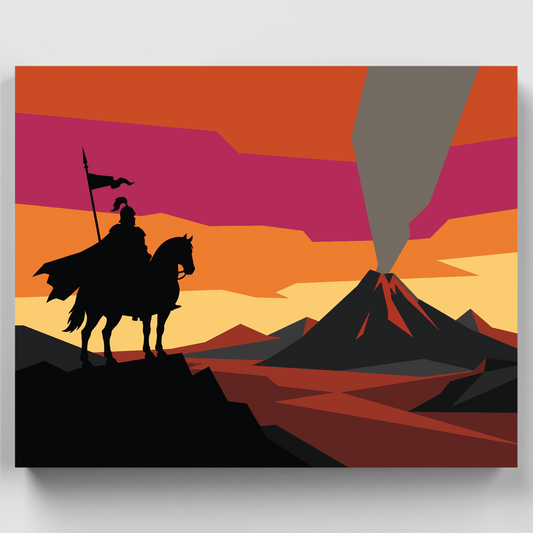 Knight on Horseback Before the Volcano - Paint by Numbers Kit