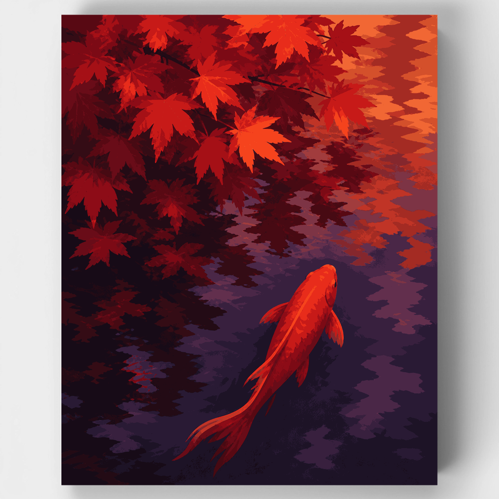 Koi Beneath Red Maple - Paint by Numbers Kit