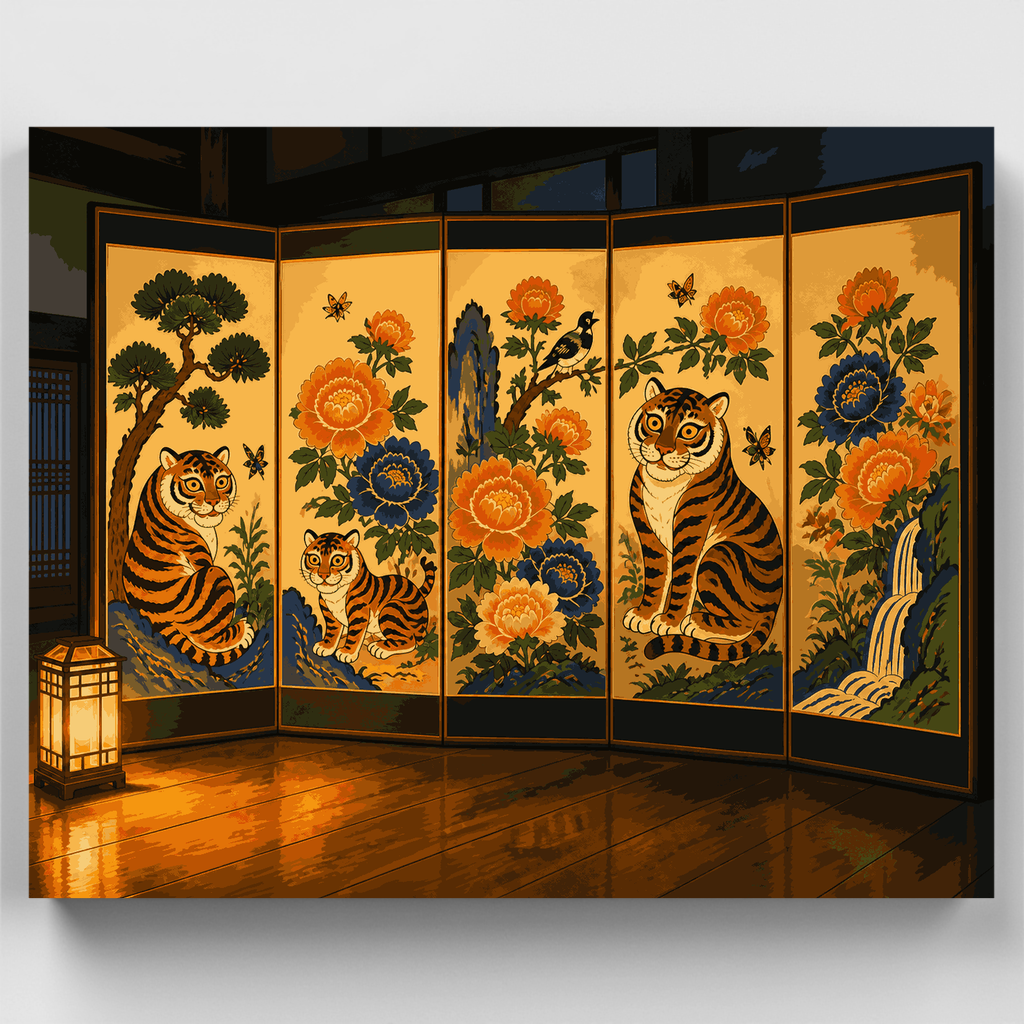 Kit de pintura por números: Biombo de tigre coreano — Estándar