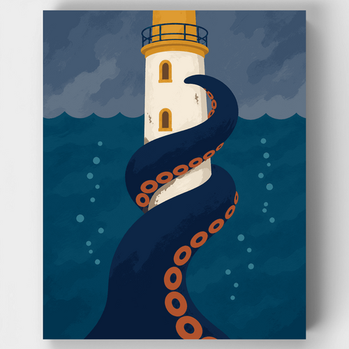 Kraken's Lighthouse Grip - Paint by Numbers Kit