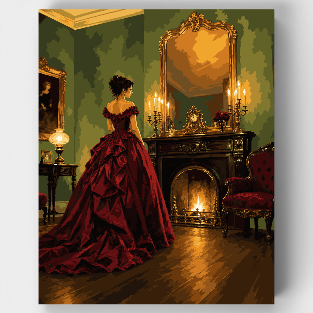 Dama junto a la chimenea - Kit de pintura por números — Estándar