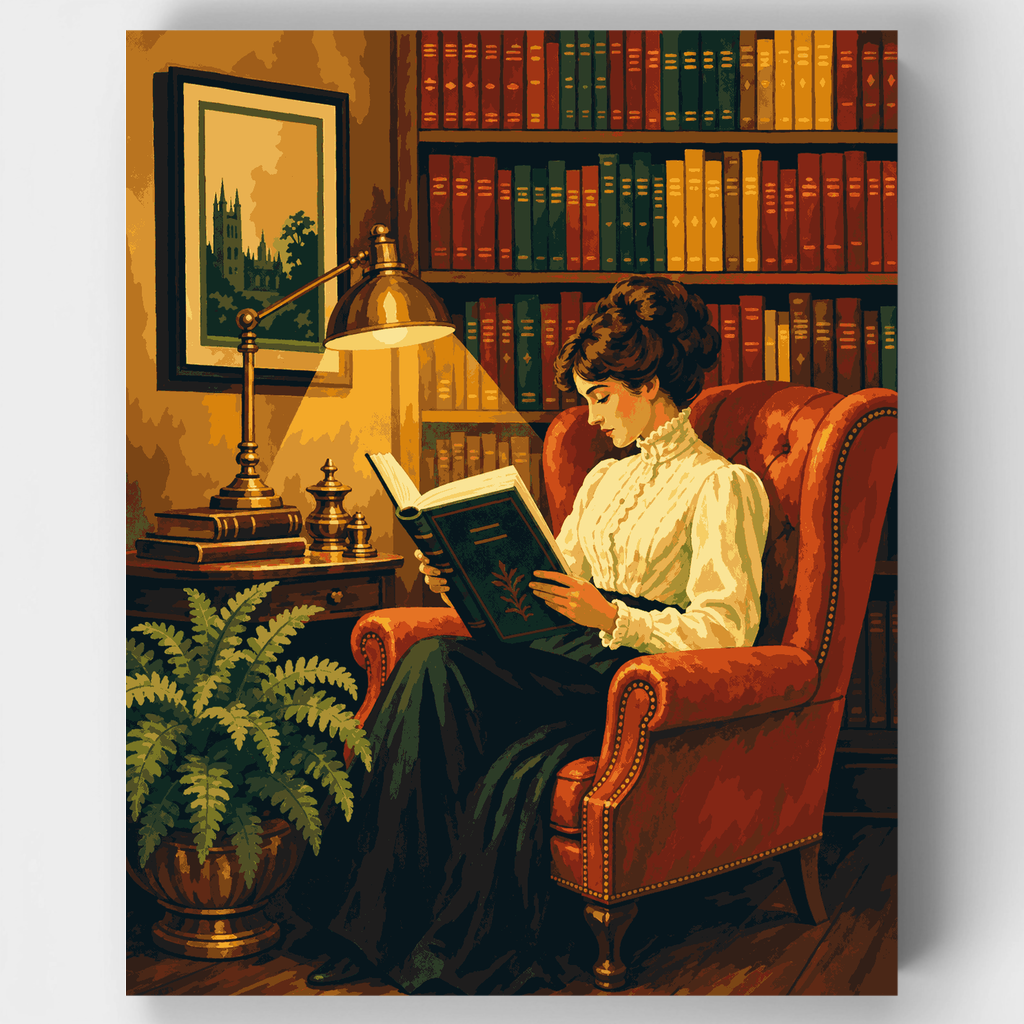 Dama en la biblioteca - Kit de pintura por números — Estándar