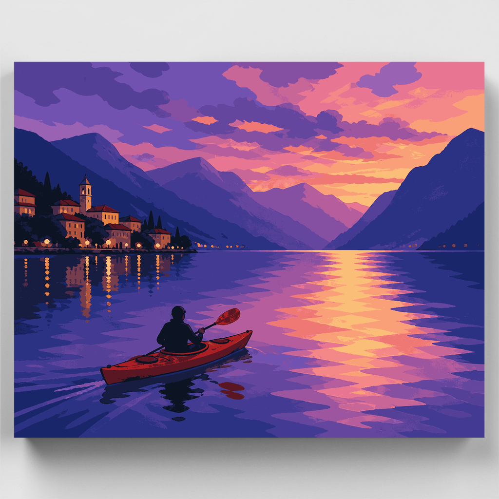 Kayak en el lago de Como - Kit de pintura por números — Estándar