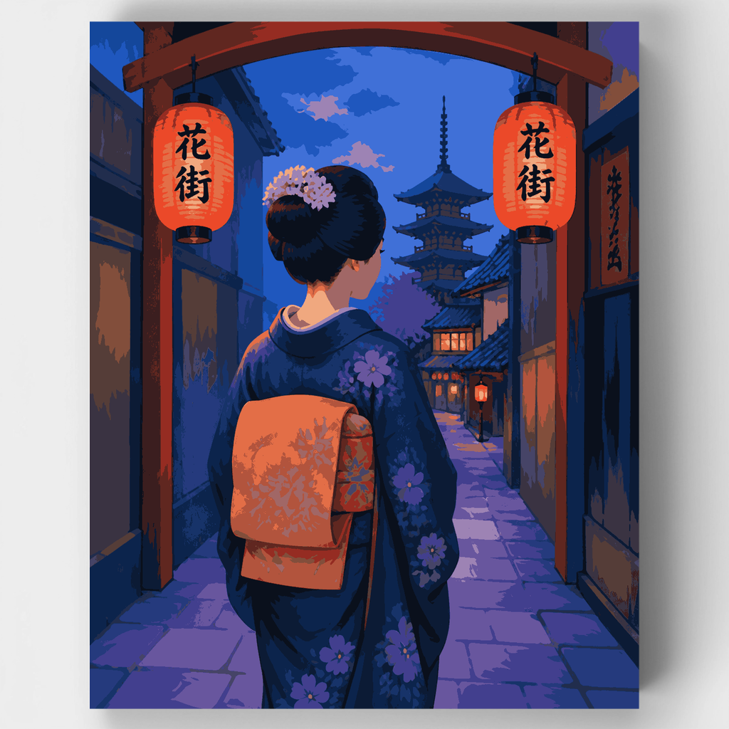 Geisha del Callejón de los Faroles - Kit de Pintura por Números — Estándar