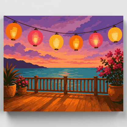Lantern Deck Sunset - Paint by Numbers Kit