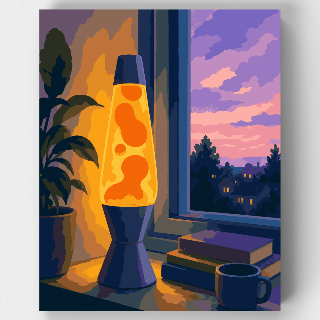 Kit de pintura por números - Lámpara de lava al atardecer — Estándar