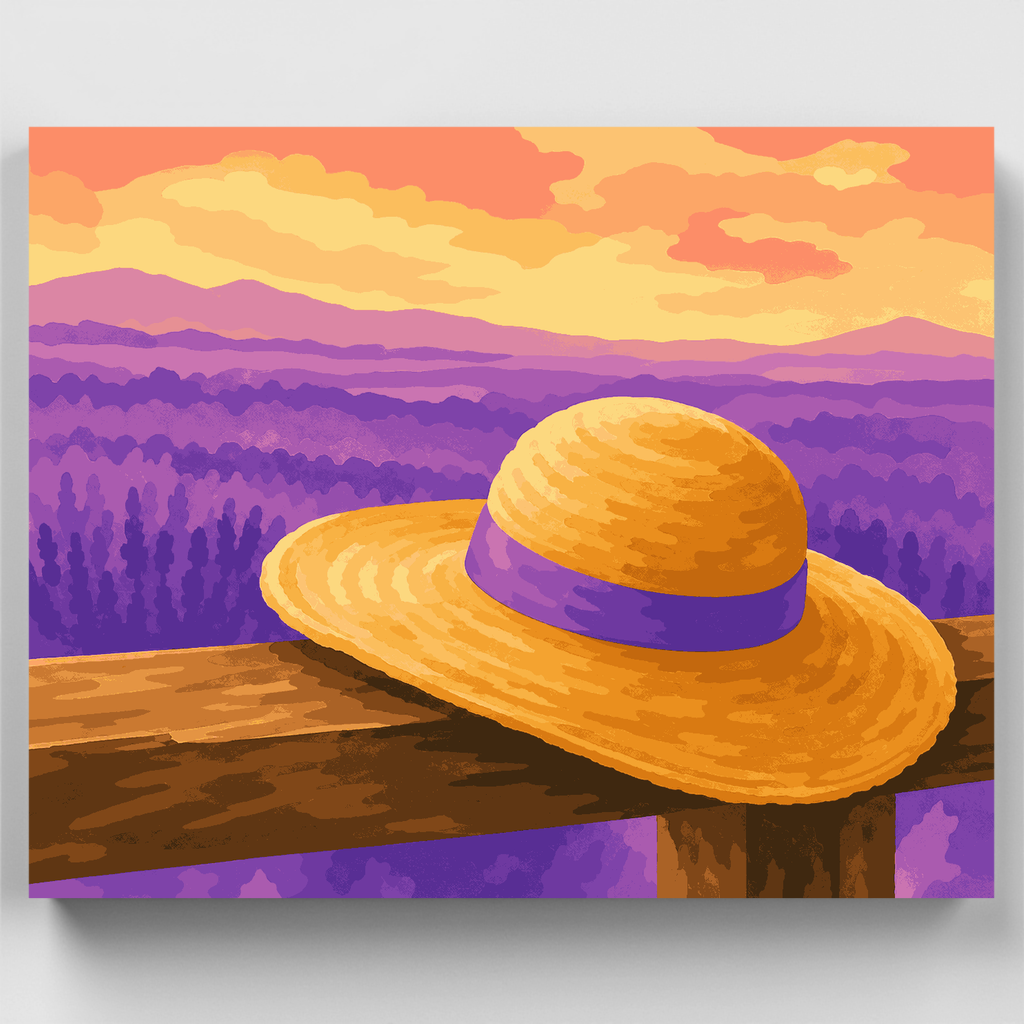 Kit de pintura por números - Sombrero en campos de lavanda — Estándar