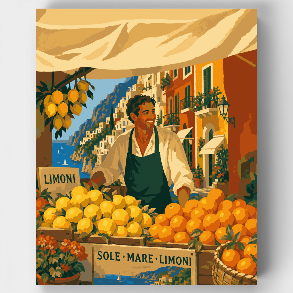 Vendedor del mercado de limones - Kit de pintura por números — Estándar