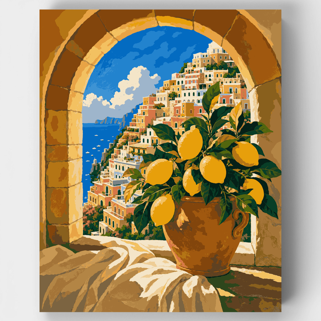 Kit de pintura por números - Arco de jarrón con limones — Estándar