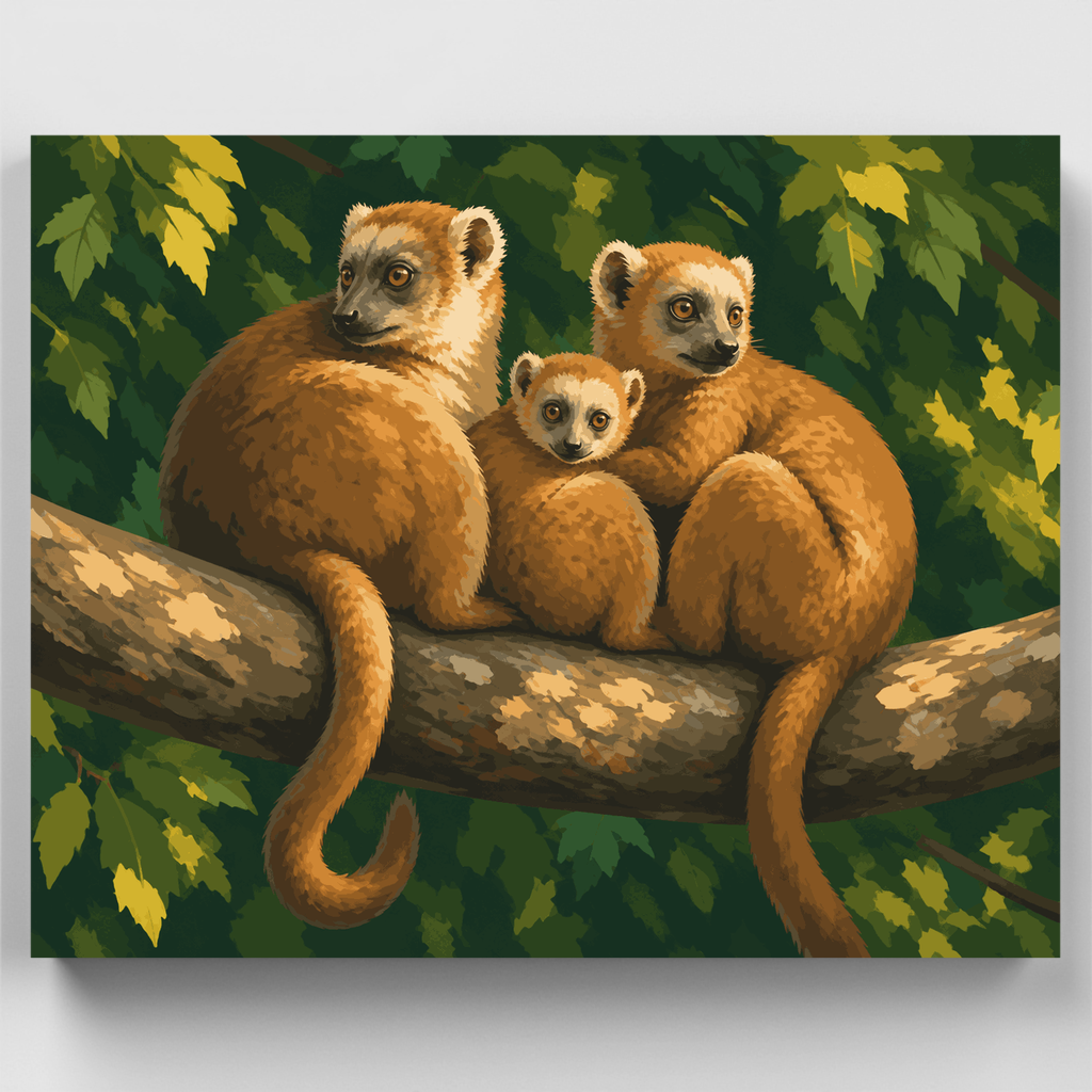Lemur Family Branch - Paint by Numbers Kit