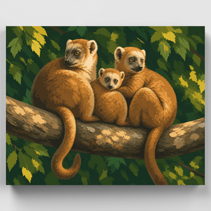Lemur Family Branch - Paint by Numbers Kit