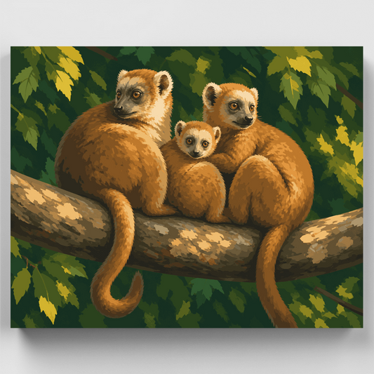 Lemur Family Branch - Paint by Numbers Kit