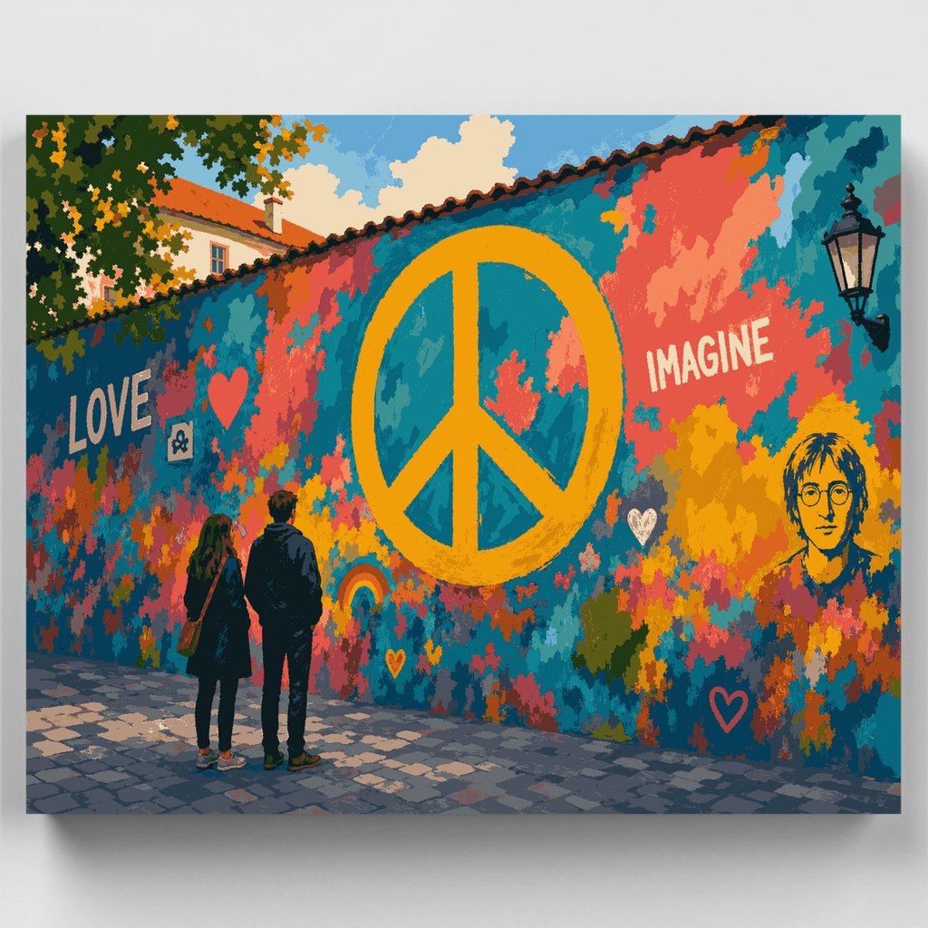 Kit de pintura por números: Símbolo de la paz del Muro de Lennon — Estándar