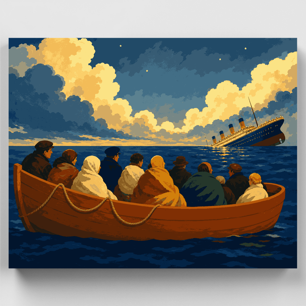 Botes salvavidas de noche - Kit de pintura por números — Estándar