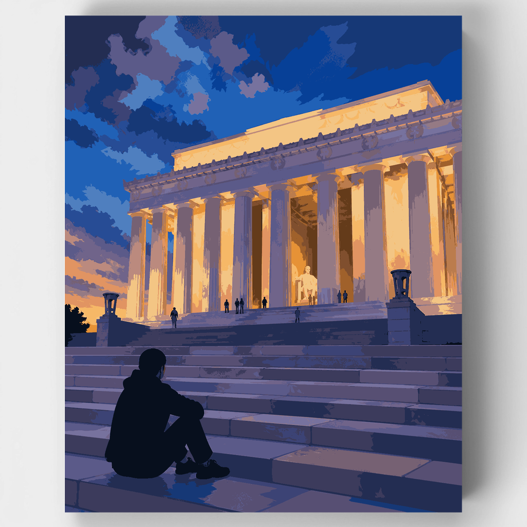 Kit de pintura por números: Lincoln Memorial en la hora azul — Estándar