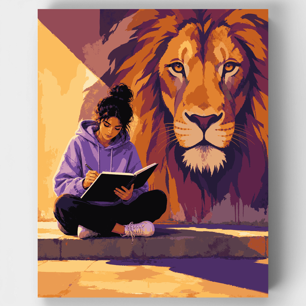 Mural de pared de león - Kit de pintura por números — Estándar