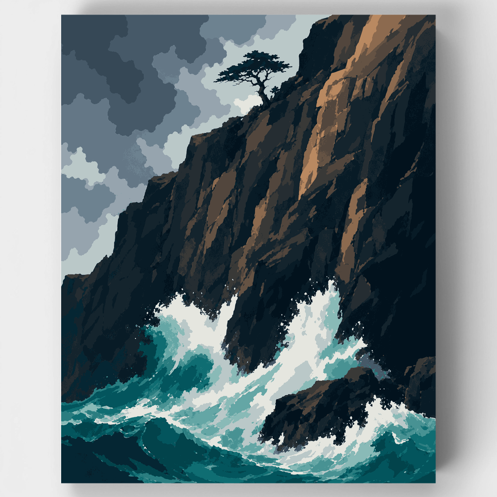 Árbol en el acantilado solitario - Kit de pintura por números — Estándar