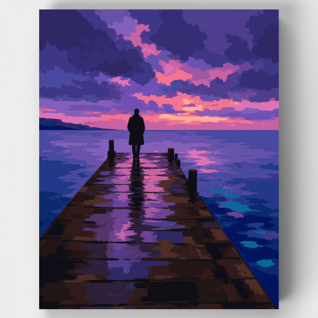 Figura solitaria al atardecer - Kit de pintura por números — Estándar