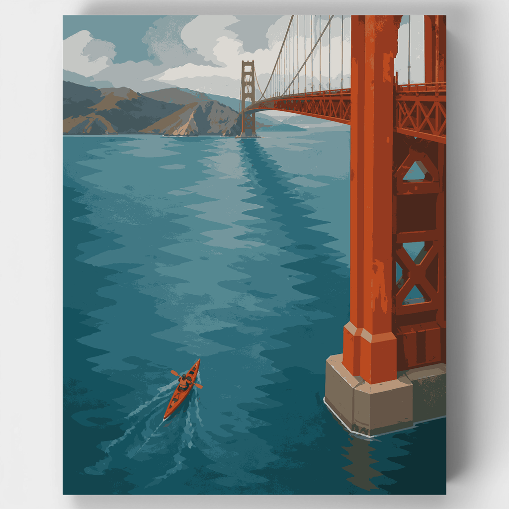 Kayak solitario, Golden Gate - Kit de pintura por números — Estándar