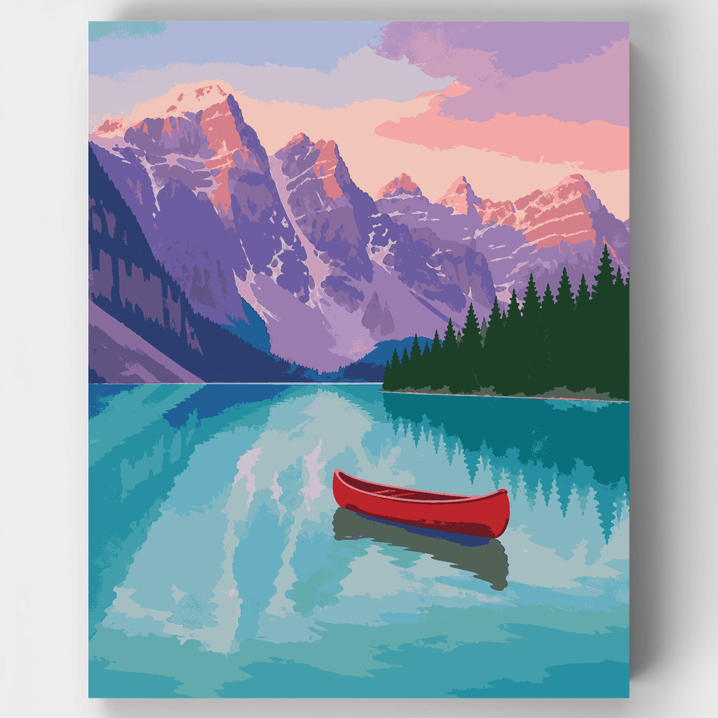 Canoa roja solitaria - Kit de pintura por números — Estándar