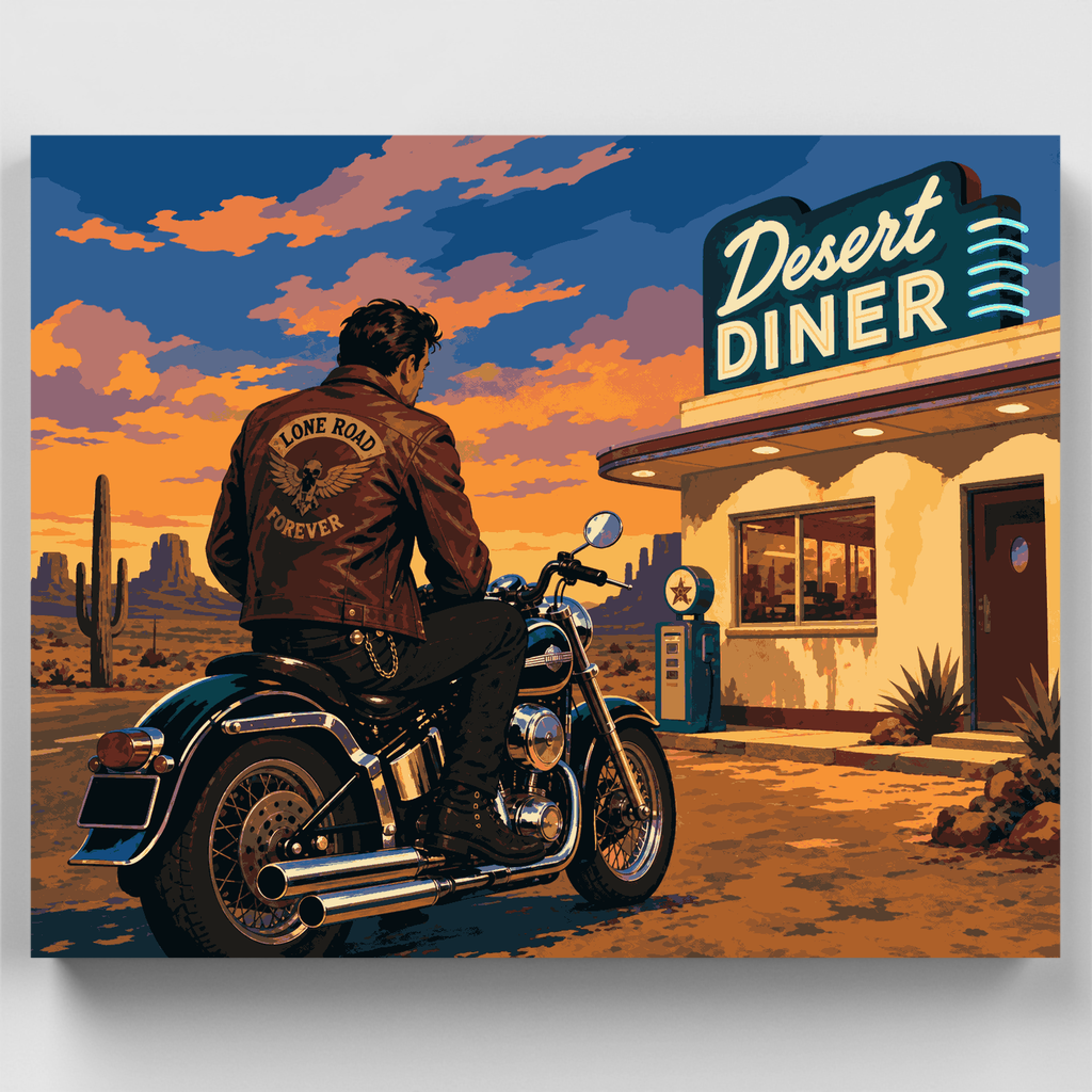 Kit de pintura por números - Parada en el restaurante de la carretera solitaria — Estándar