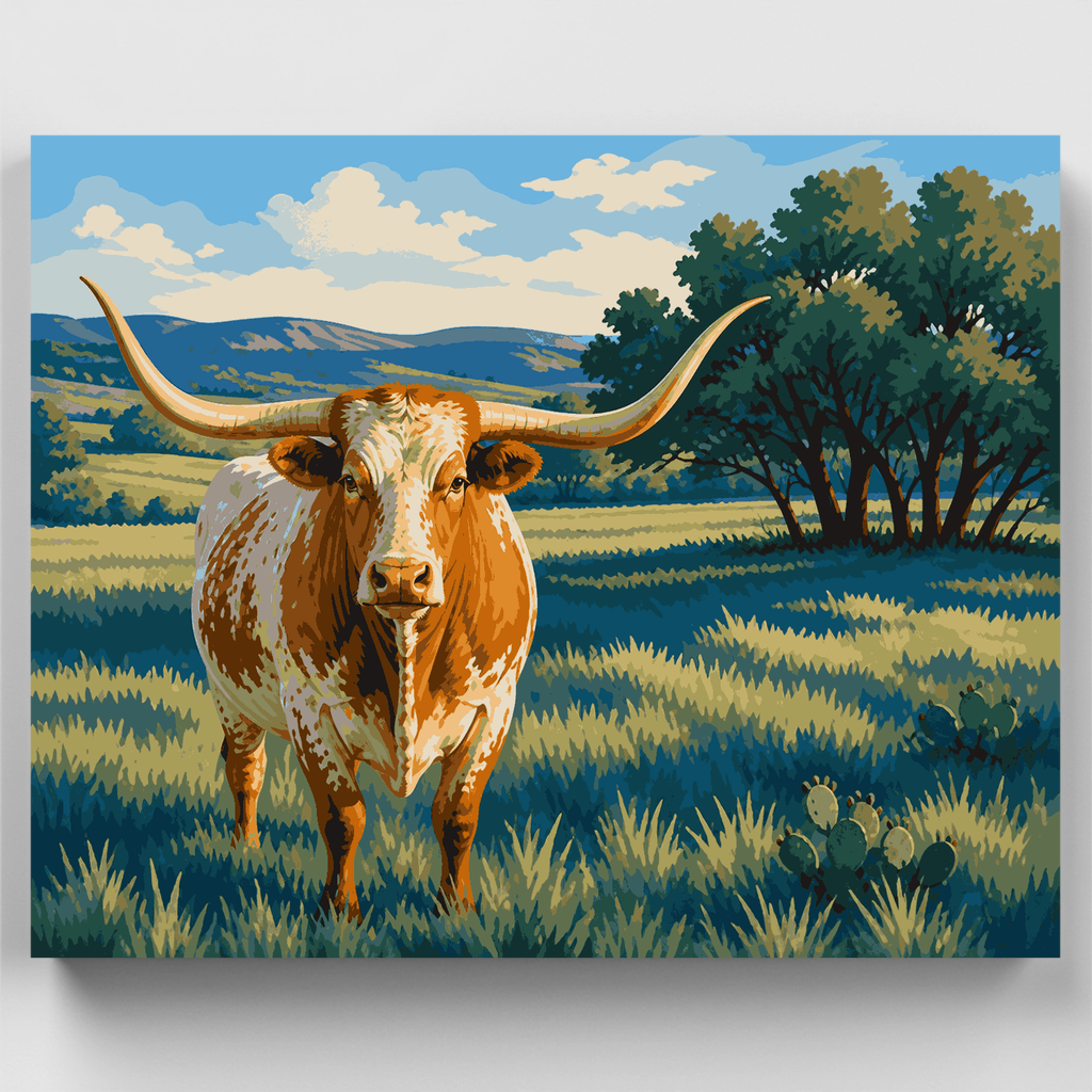 Vigilancia matutina de Longhorn - Kit de pintura por números — Estándar