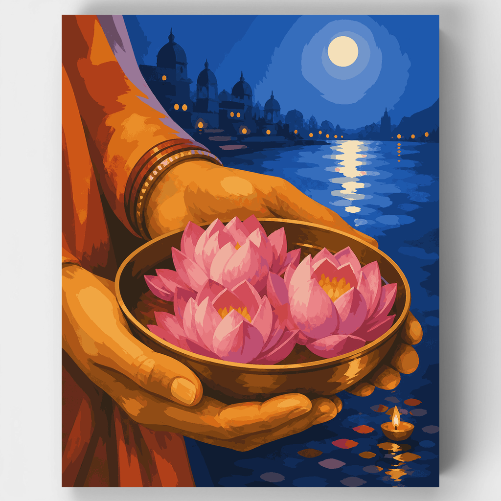 Cuenco de ofrenda de loto - Kit de pintura por números — Estándar
