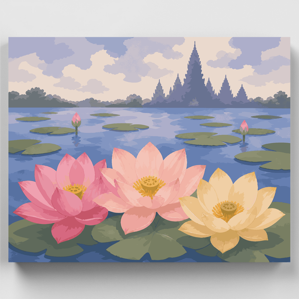 Lotus Temple Pond - Paint by Numbers Kit