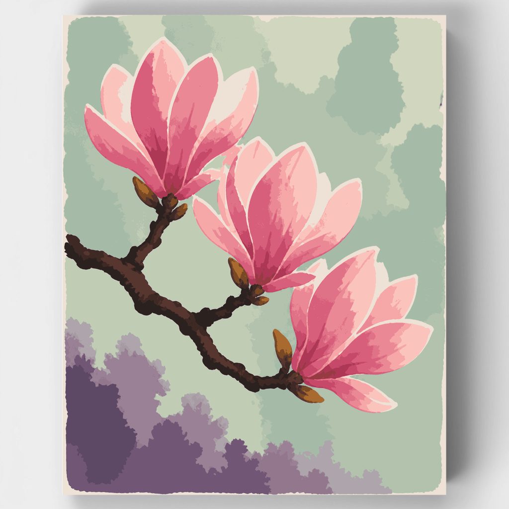 Kit de pintura por números - Flores de rama de magnolia — Estándar