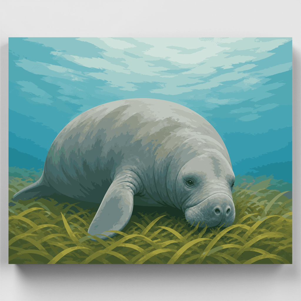 Manatee in the Seagrass - Paint by Numbers Kit
