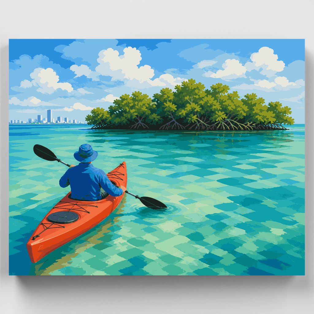 Kit de pintura por números - Remo en la Isla de los Manglares — Estándar