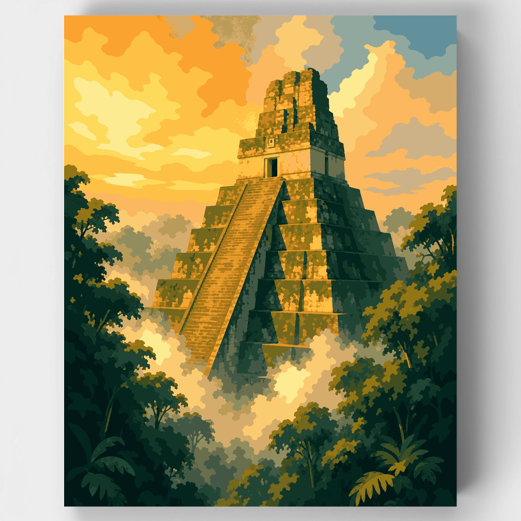 Templo maya - Kit de pintura por números — Estándar