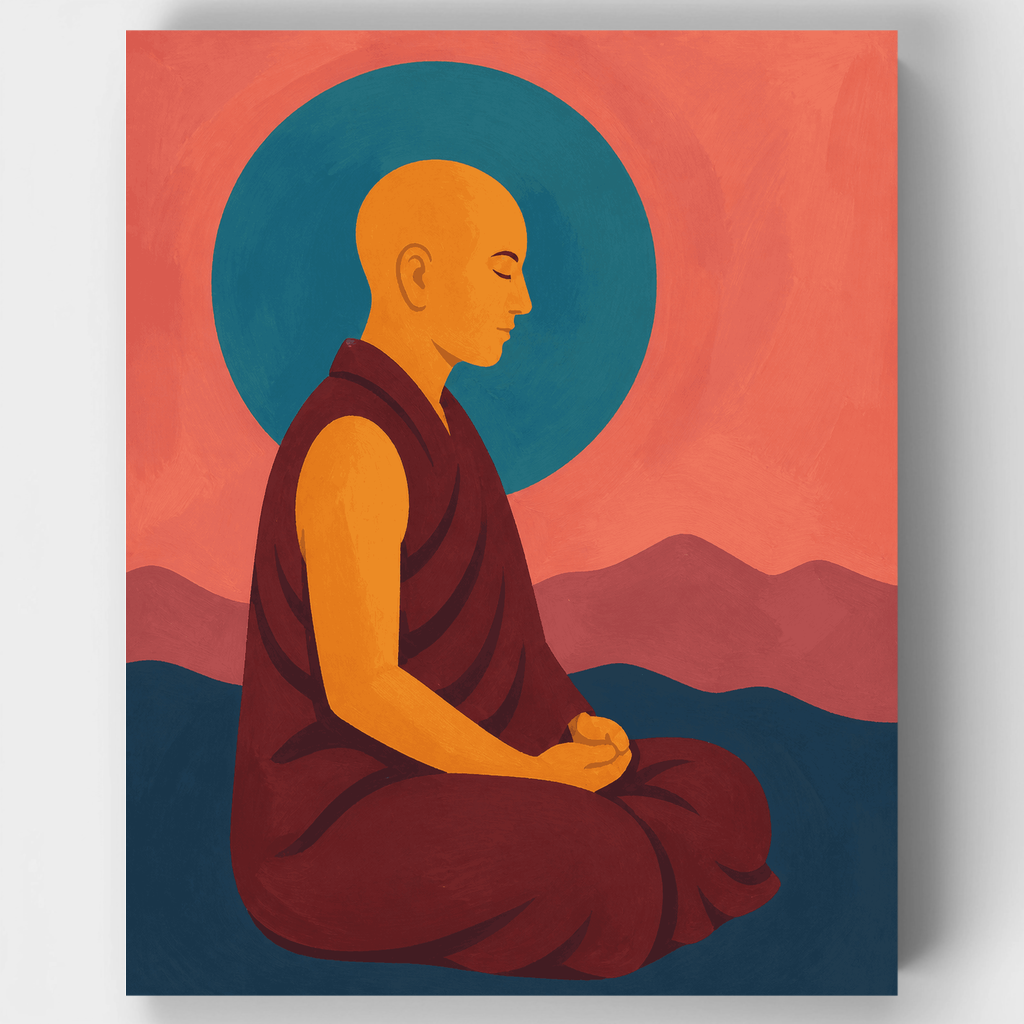 Monje meditando - Kit de pintura por números — Estándar