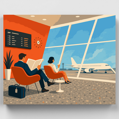 Mid-Century Airport Lounge - Paint by Numbers Kit