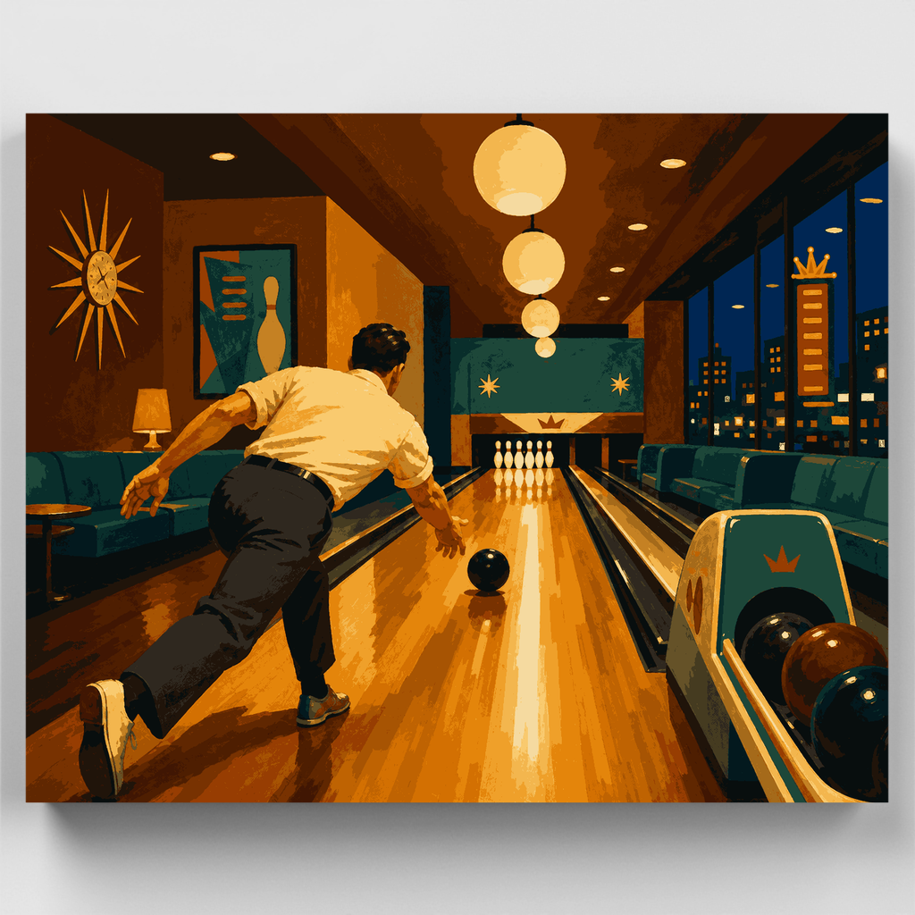Noche de bolos de mediados de siglo - Kit de pintura por números — Estándar