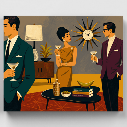 Mid-Century Modern Cocktail Party - Paint by Numbers Kit