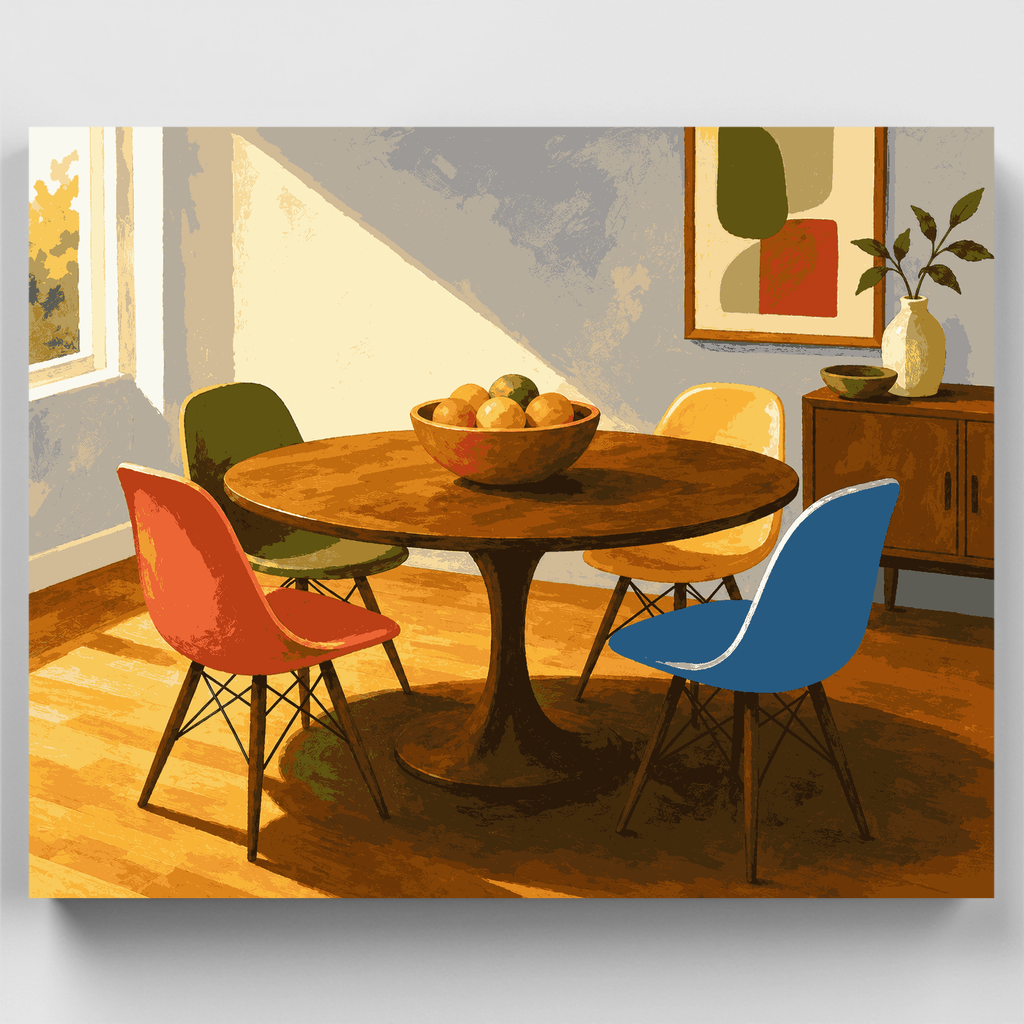 Comedor de estilo moderno de mediados de siglo - Kit de pintura por números — Estándar