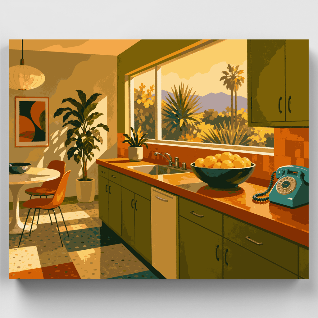 Cocina moderna de mediados de siglo - Kit de pintura por números — Estándar