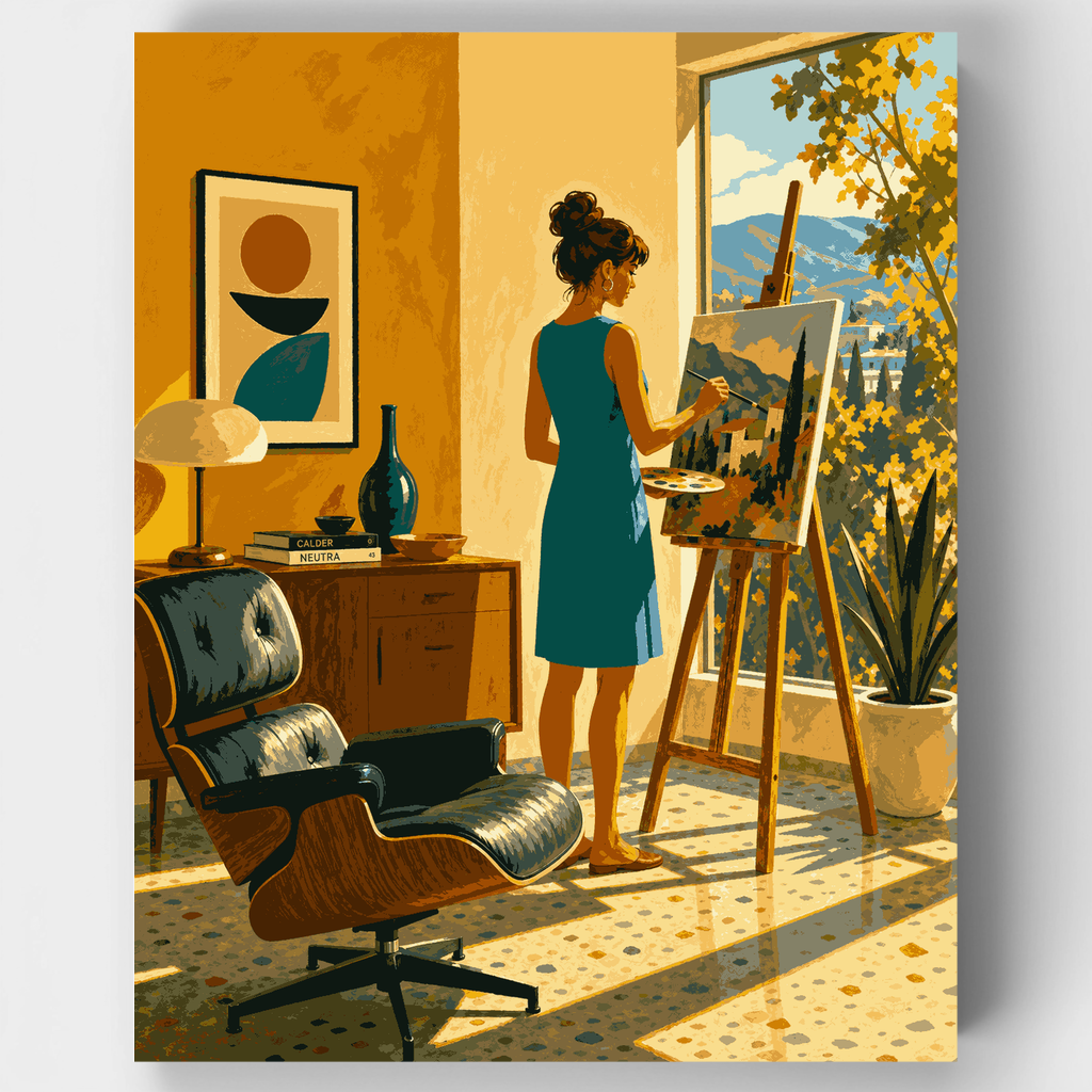 Estudio moderno de mediados de siglo - Kit de pintura por números — Estándar